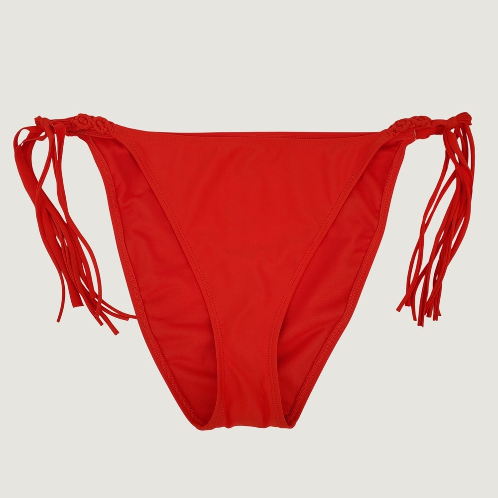 No Boundaries Cheeky Braided Bikini Bottoms XXL 20 Soleil Red High Leg Lined New